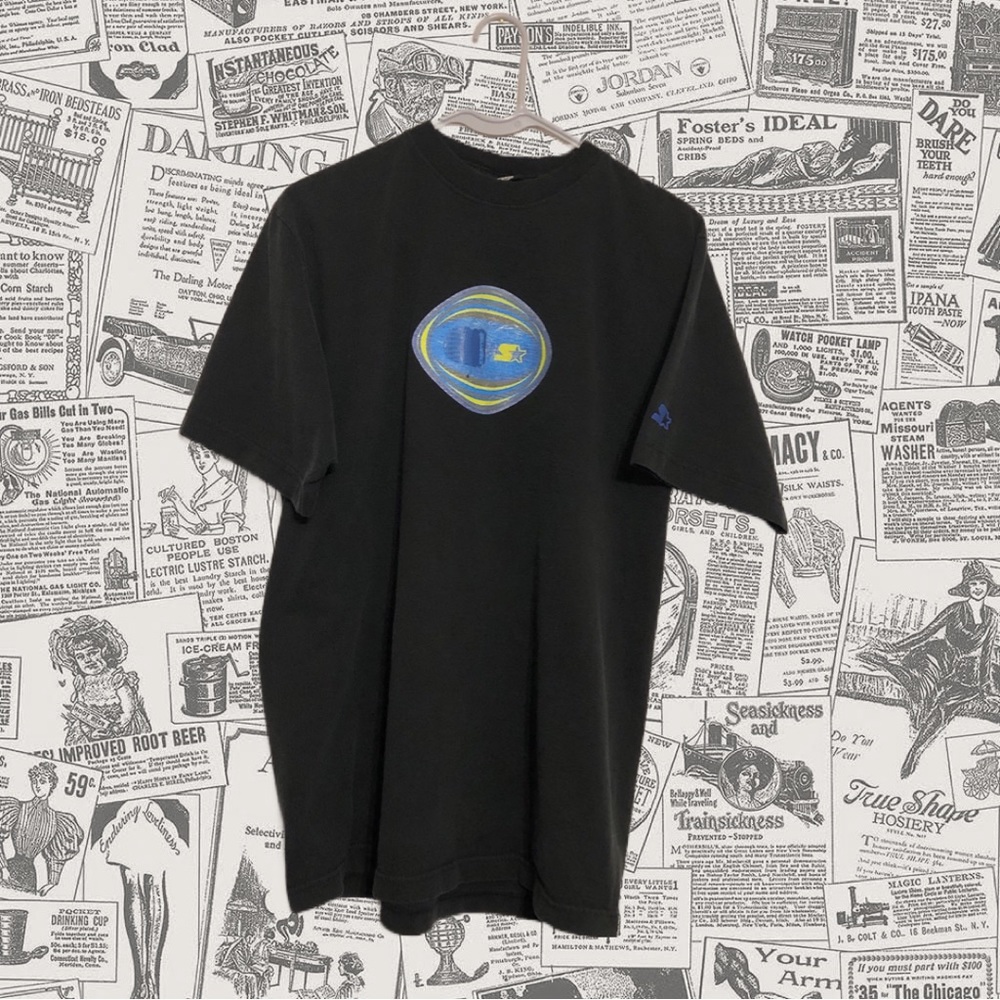 Black Starter Short Sleeve TShirt, Adult Size Medium